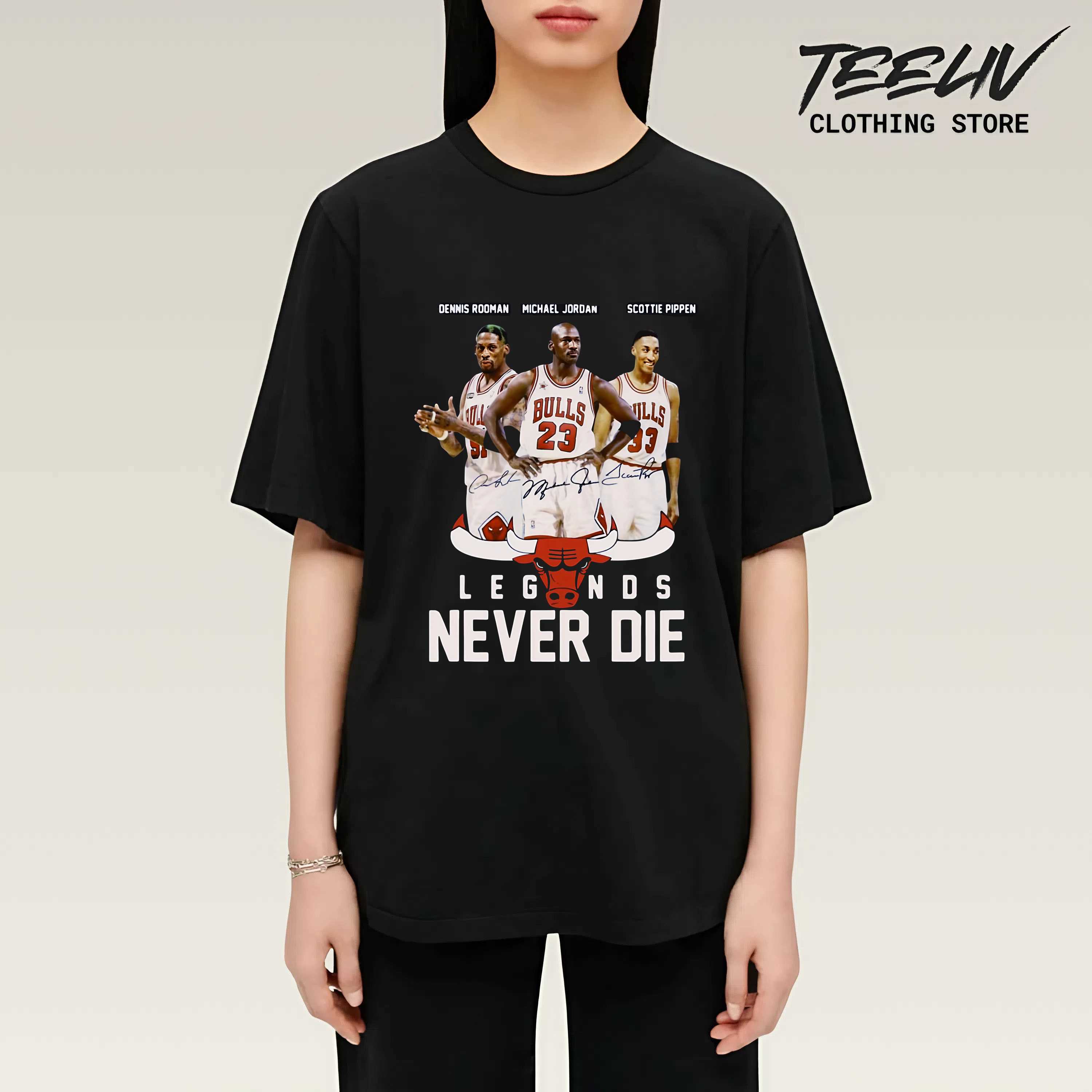 Unisex Chicago Bulls Legends Never Dieshirt (jordan, Pippen, Rodman)